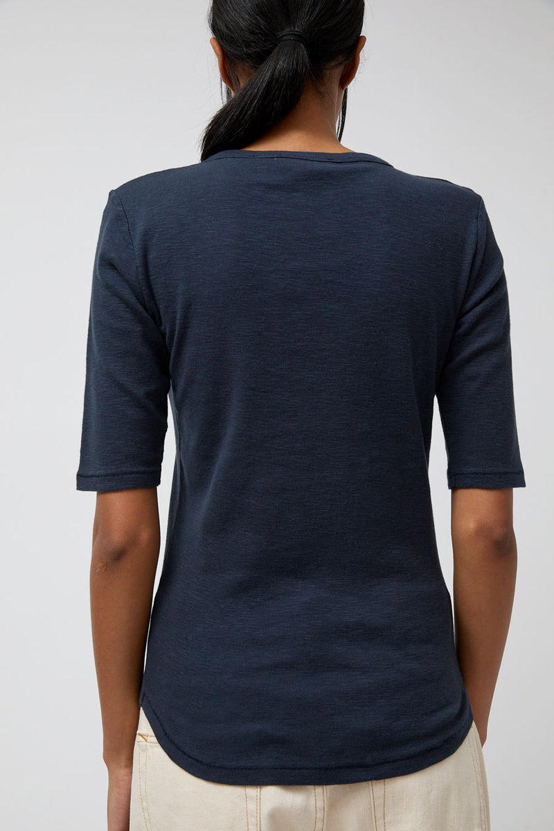 YMC Charlotte Short Sleeve Top in Navy