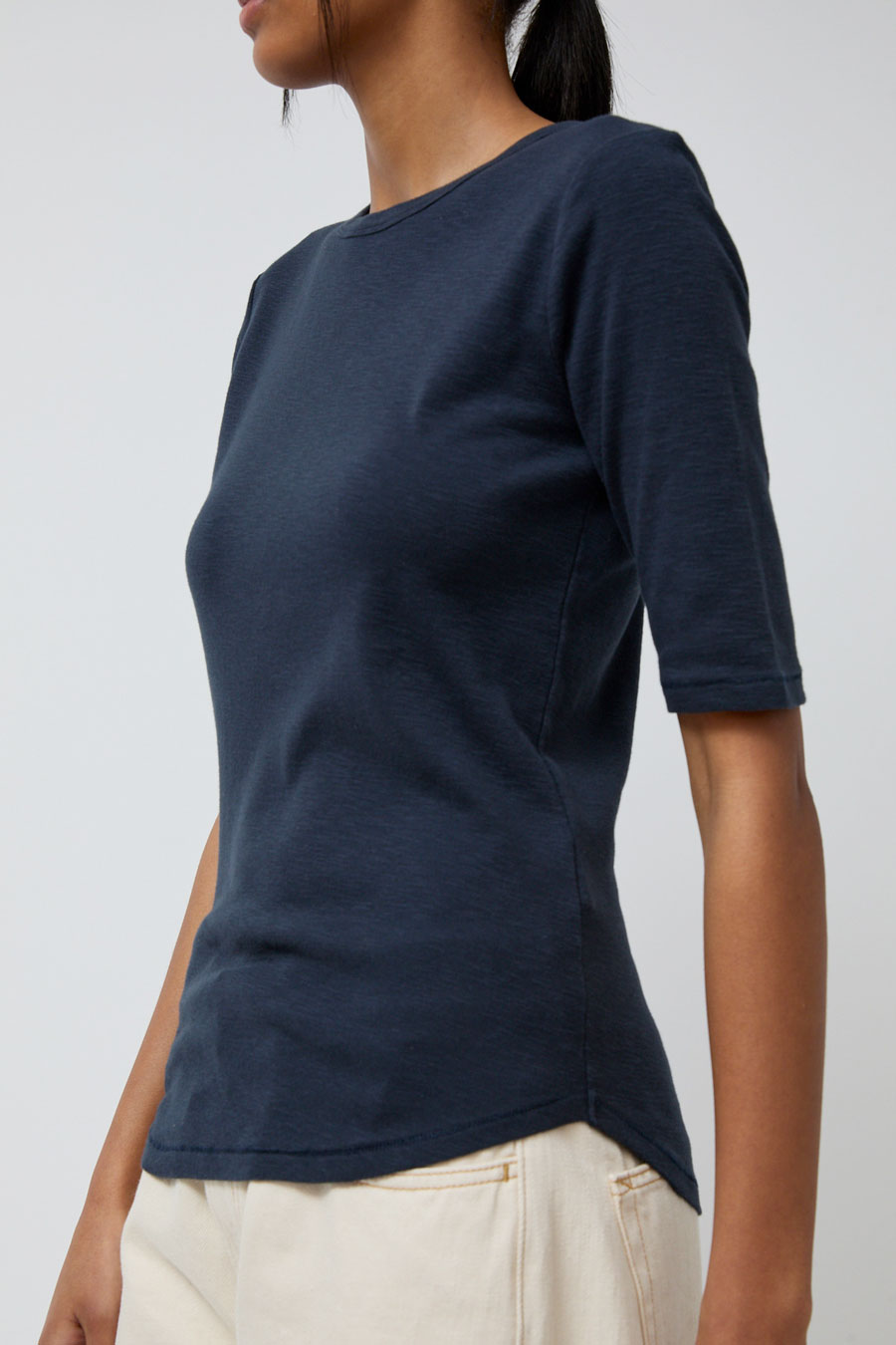 YMC Charlotte Short Sleeve Top in Navy