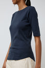 YMC Charlotte Short Sleeve Top in Navy