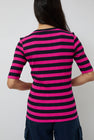 YMC Charlotte Short Sleeve Top in Pink and Navy
