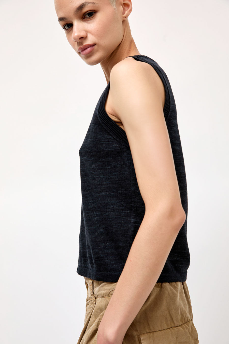 YMC Dot Knit Vest in Black Marl