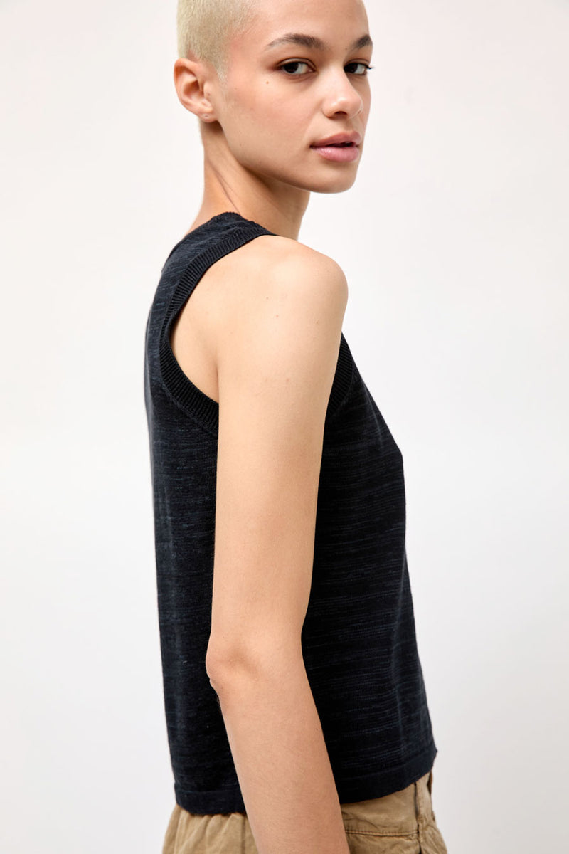 YMC Dot Knit Vest in Black Marl