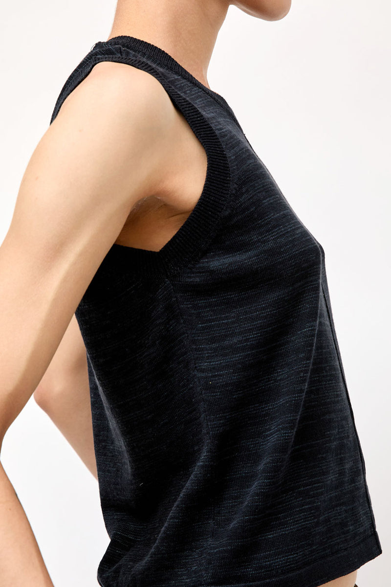 YMC Dot Knit Vest in Black Marl
