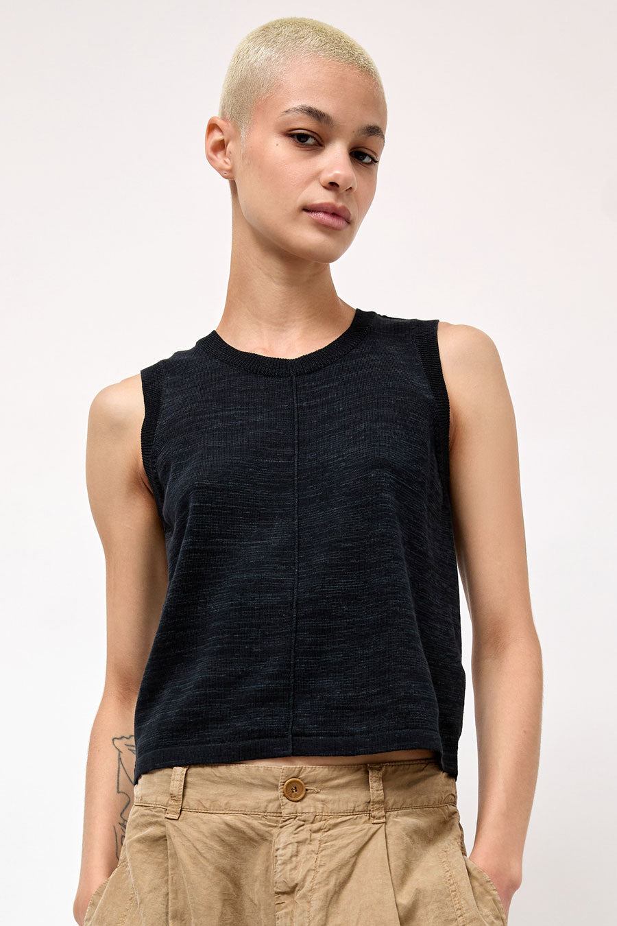 YMC Dot Knit Vest in Black Marl