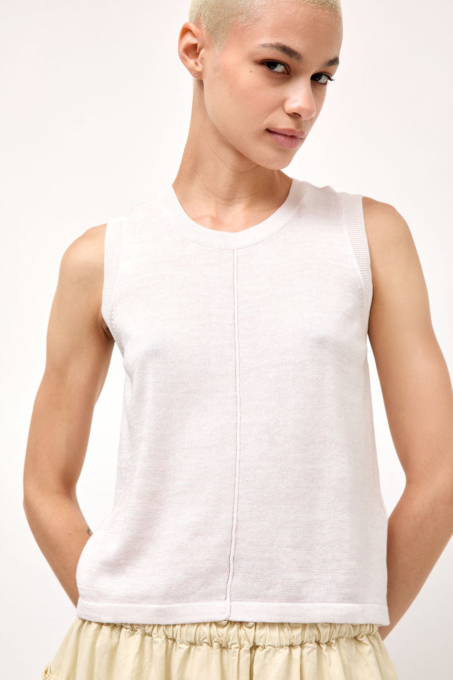 YMC Dot Knit Vest in Pink Marl