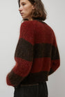 YMC Foxtail Stripe Cardigan in Red Brown