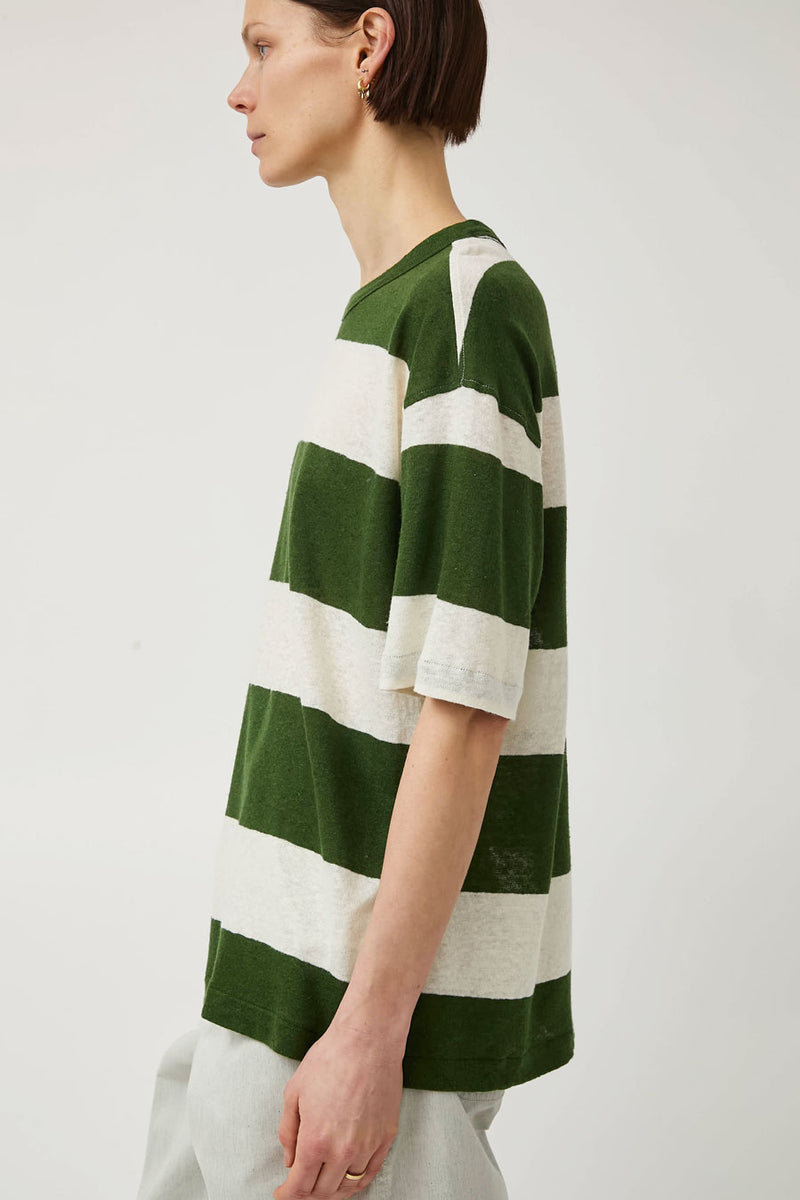 YMC Triple T Shirt in Green and Off White