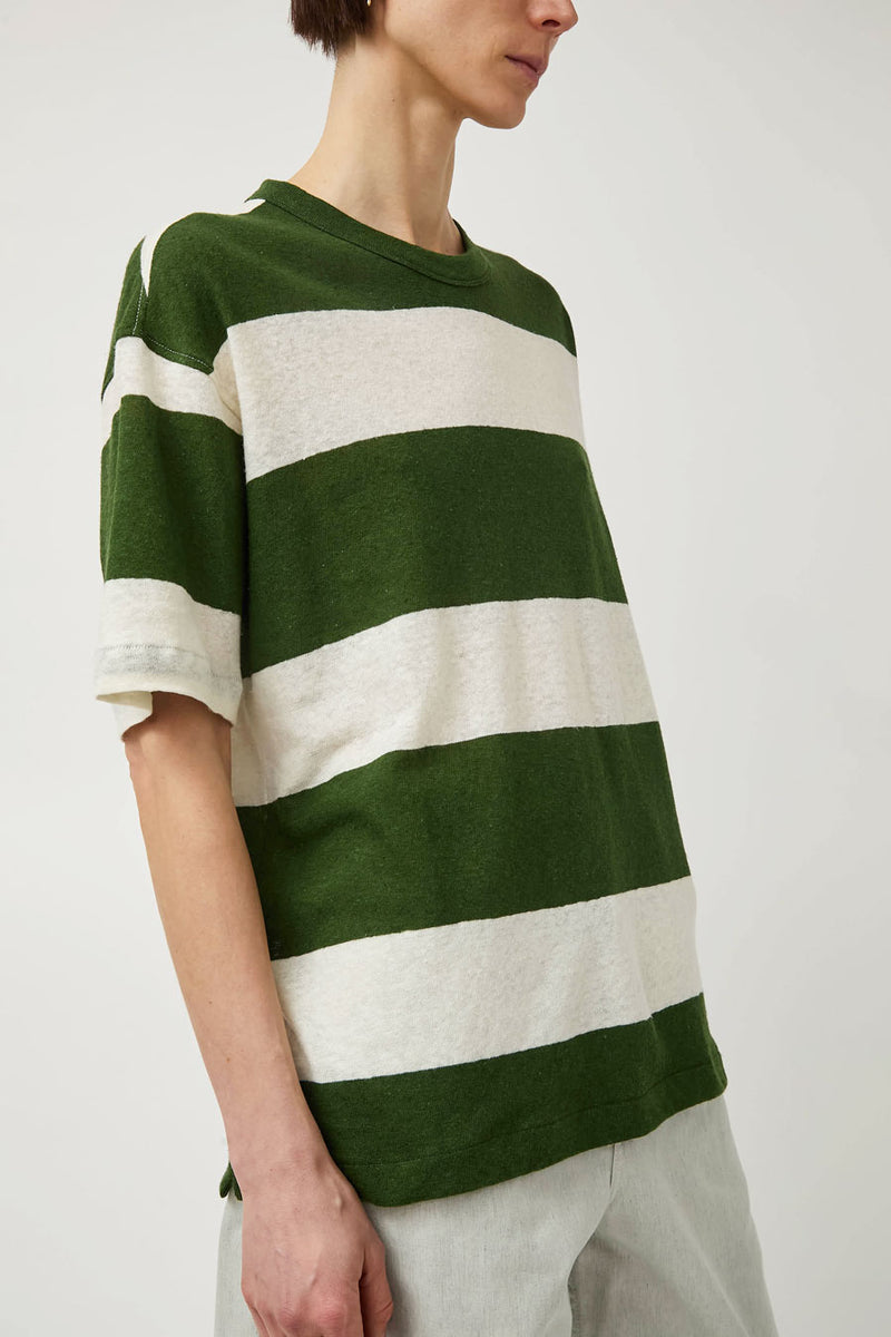 YMC Triple T Shirt in Green and Off White
