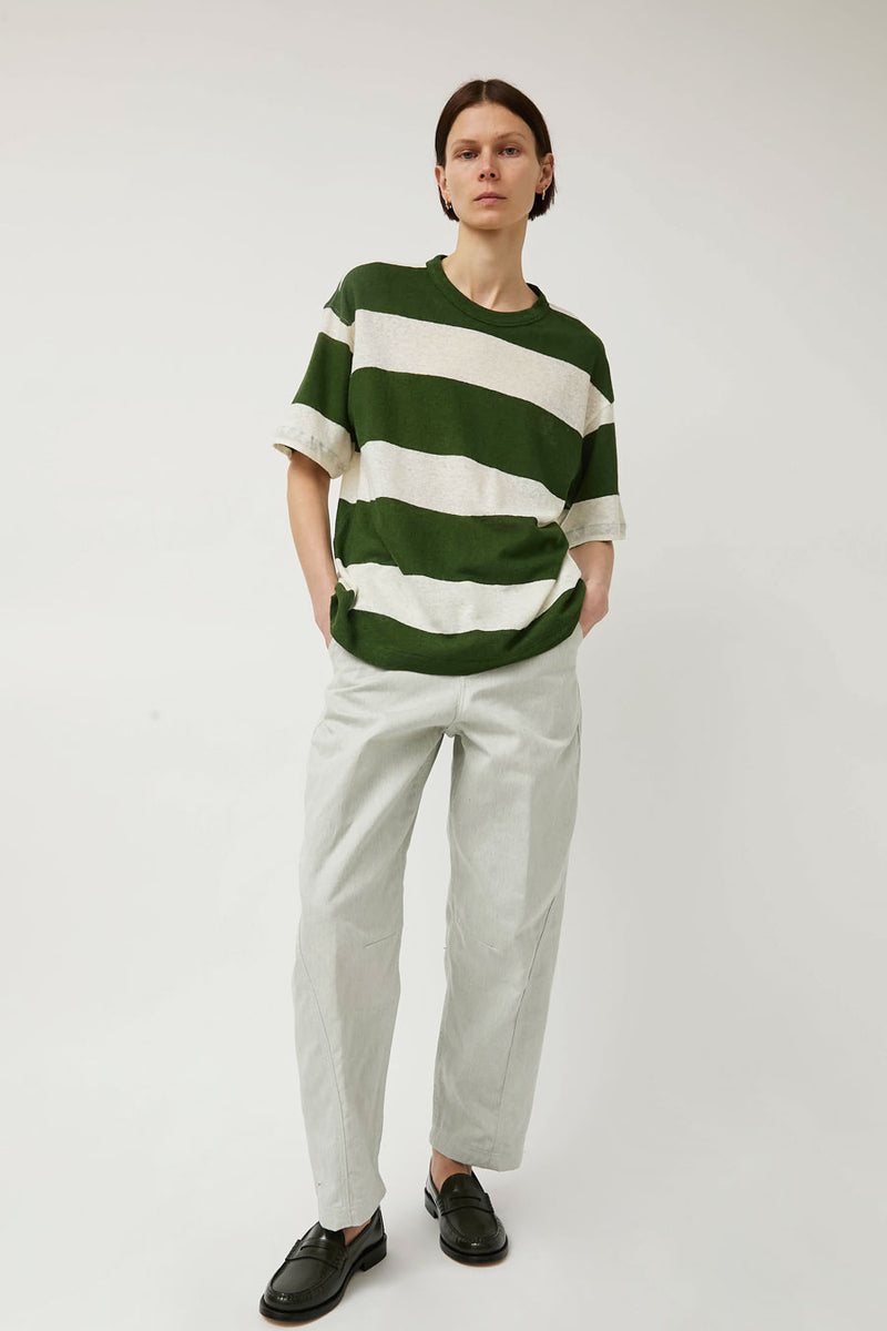 YMC Triple T Shirt in Green and Off White