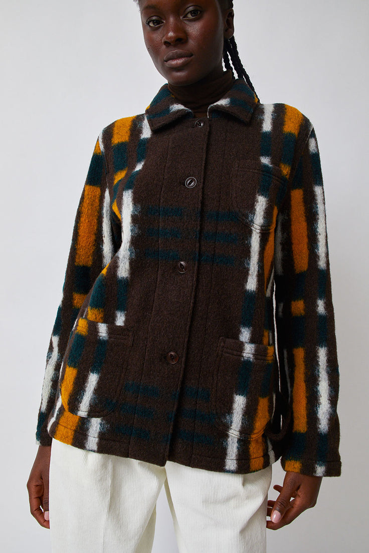 YMC Labour Chore Jacket in Brown Multi