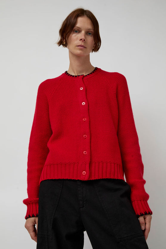 YMC Lotus Cardigan in Red