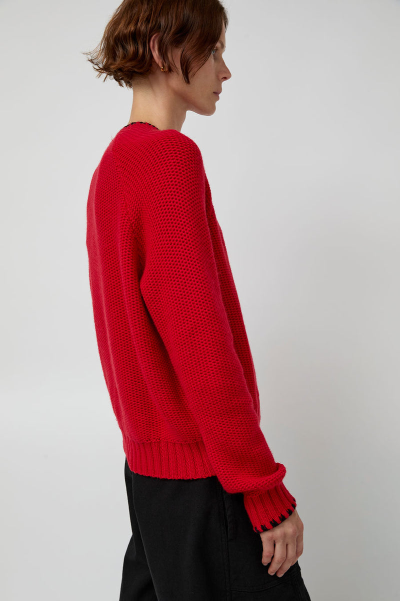 YMC Lotus Cardigan in Red