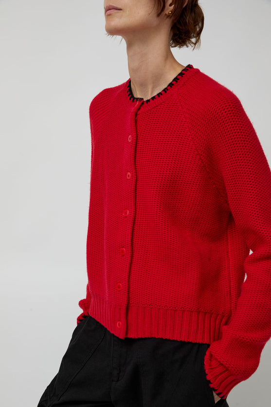 YMC Lotus Cardigan in Red