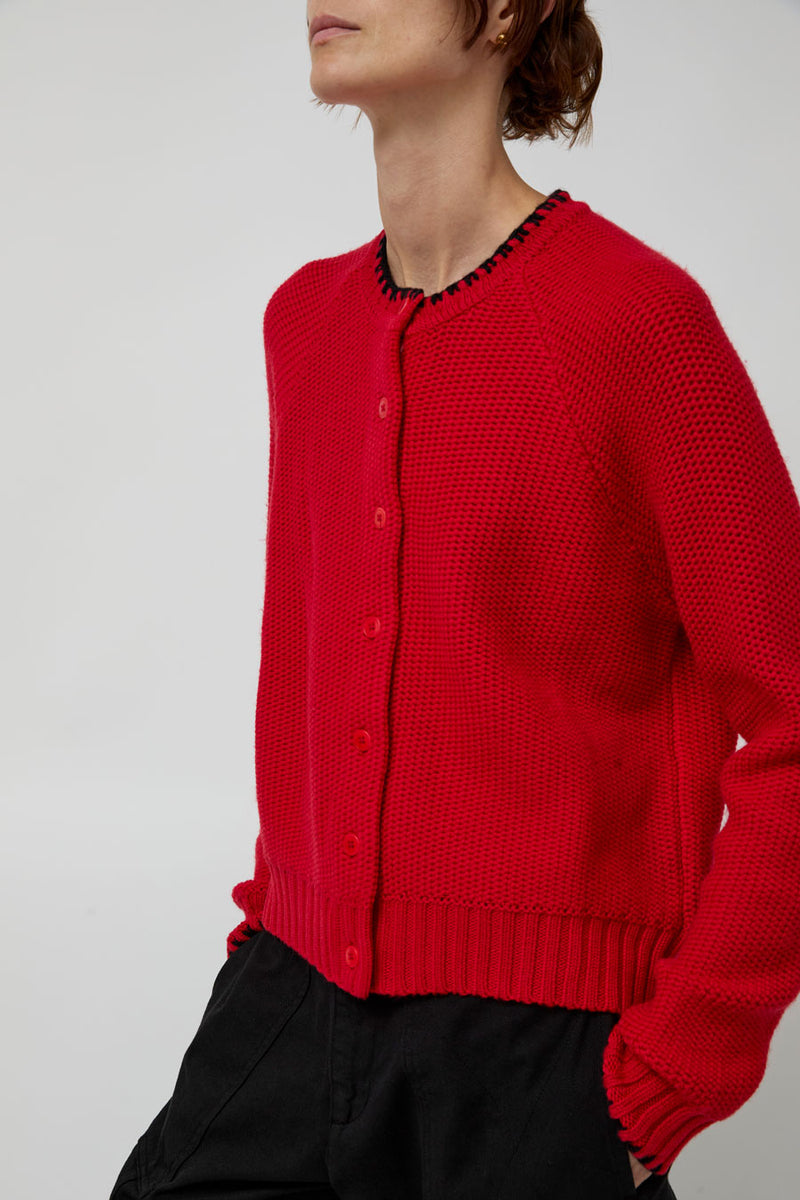 YMC Lotus Cardigan in Red