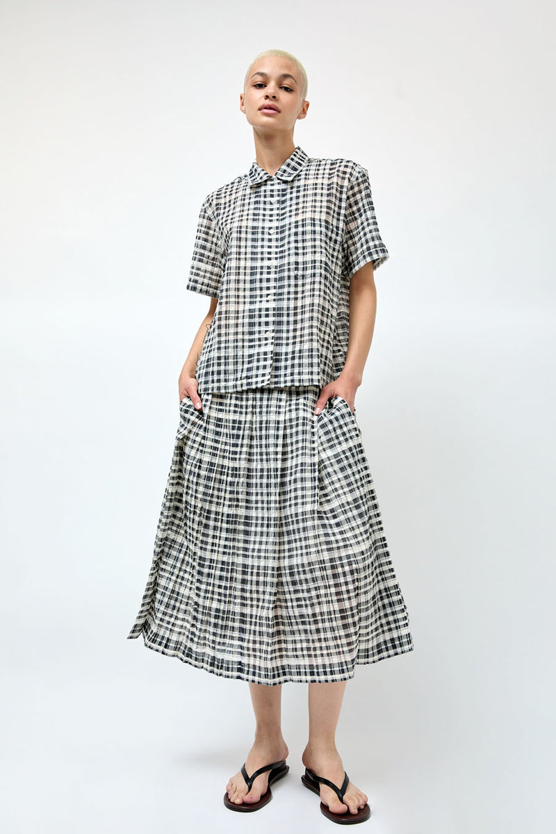 YMC Rosetta Skirt in Charcoal and Off White