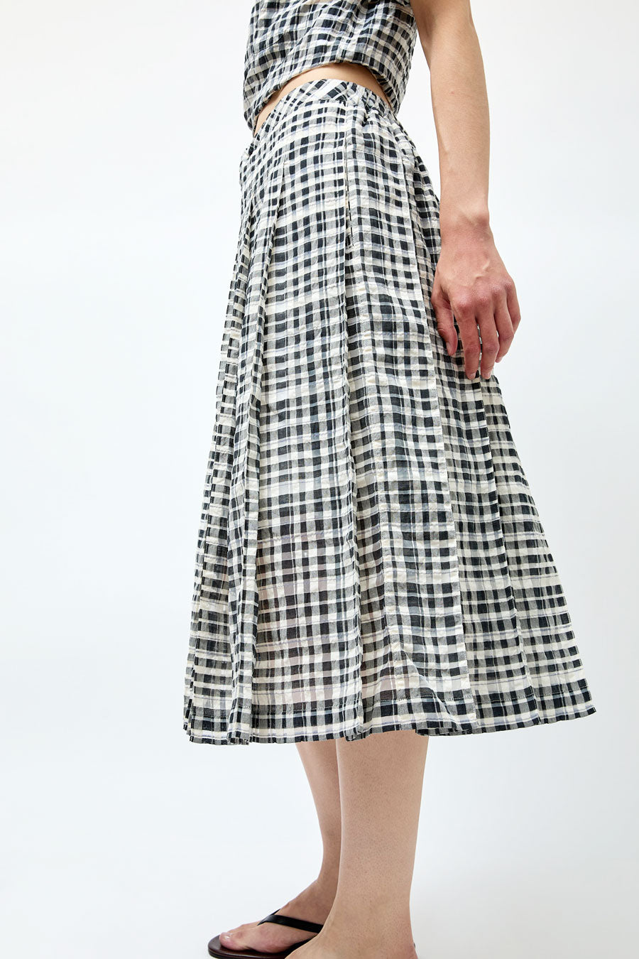 YMC Rosetta Skirt in Charcoal and Off White