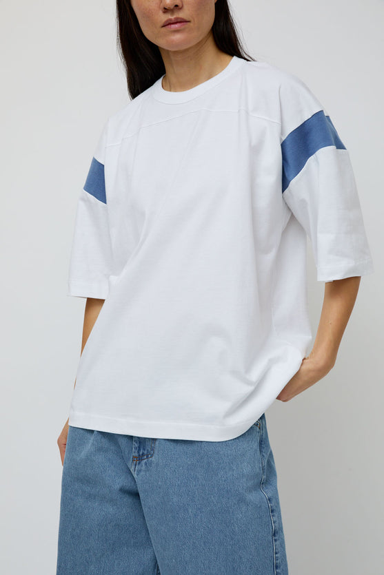 YMC Skate T-Shirt in White and Blue