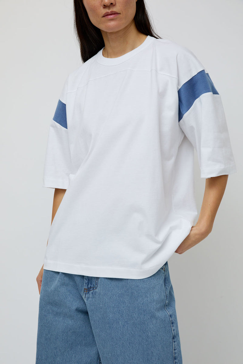 YMC Skate T-Shirt in White and Blue