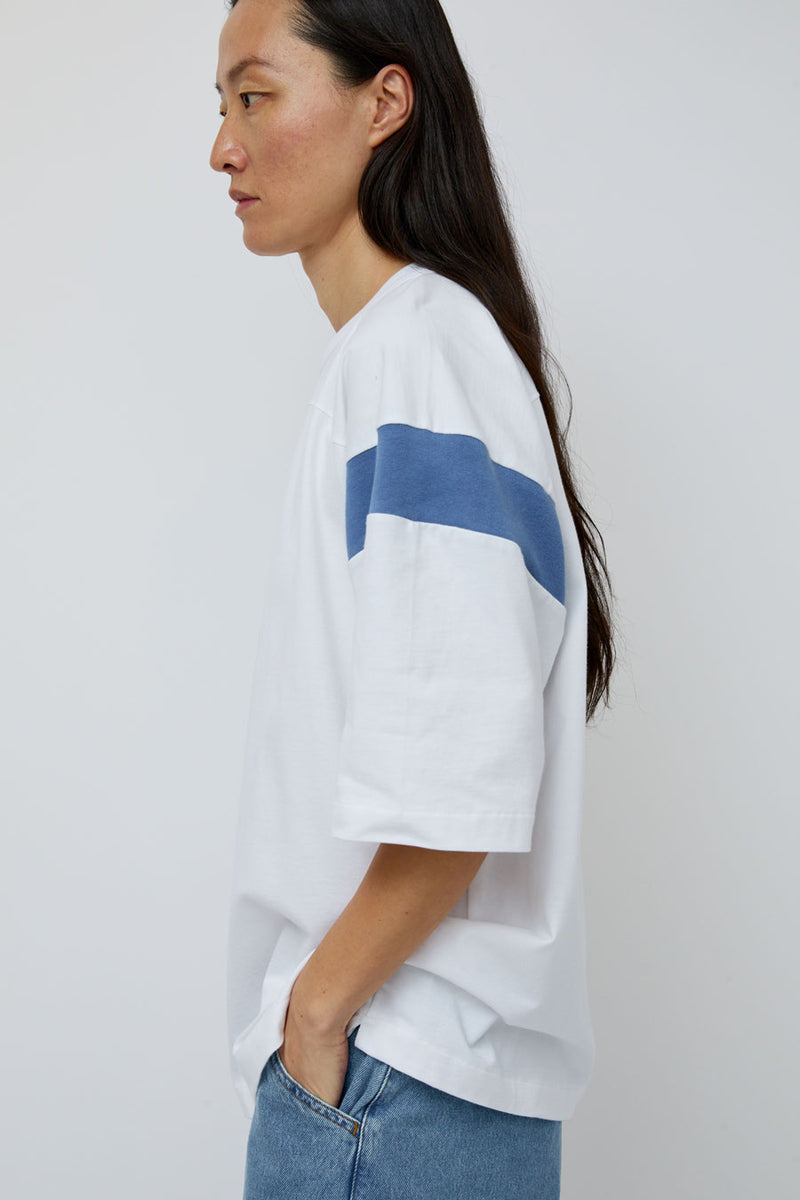 YMC Skate T-Shirt in White and Blue