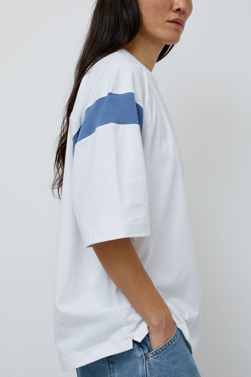 YMC Skate T-Shirt in White and Blue