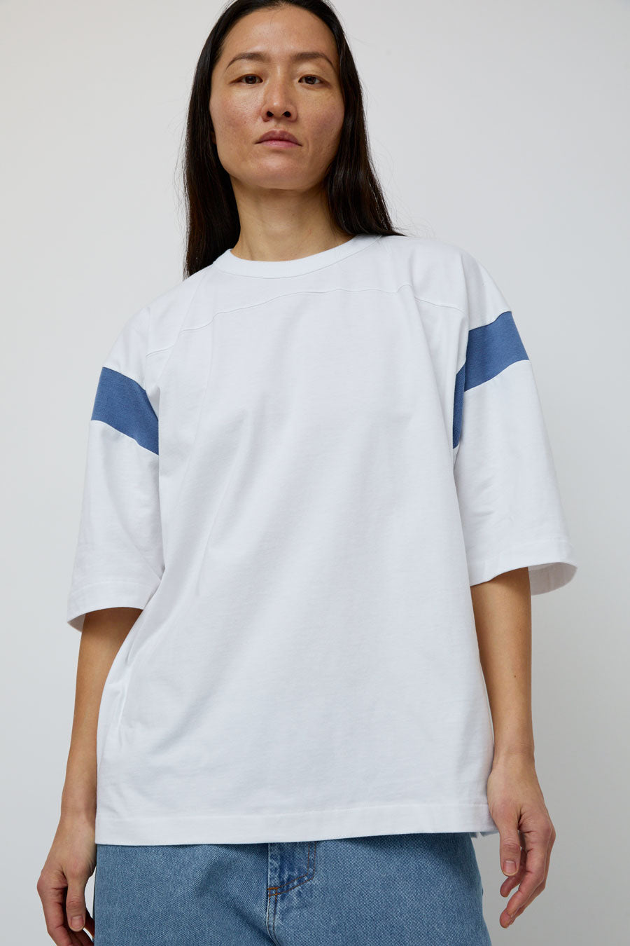 YMC Skate T-Shirt in White and Blue