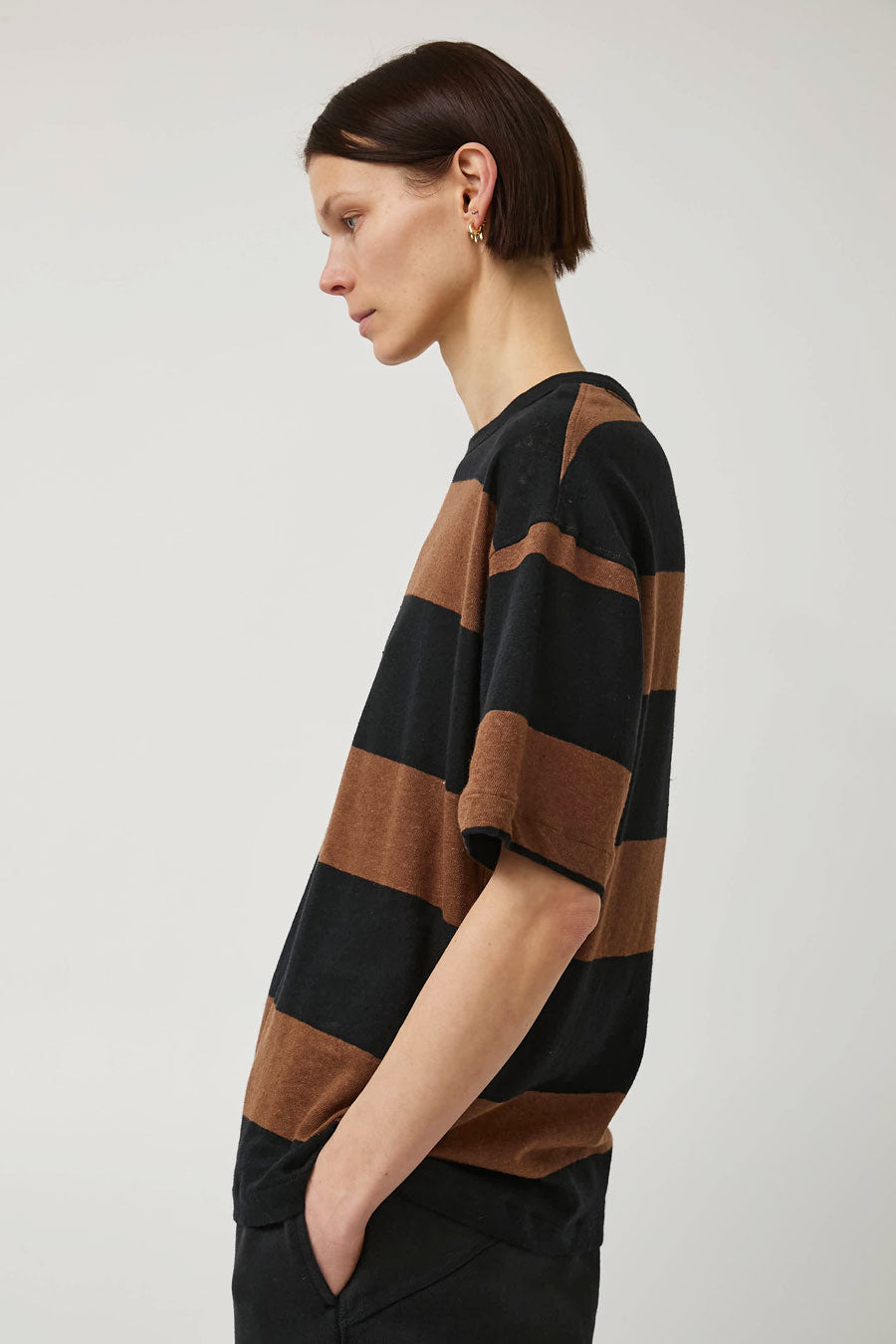 YMC Triple T Shirt in Black and Brown