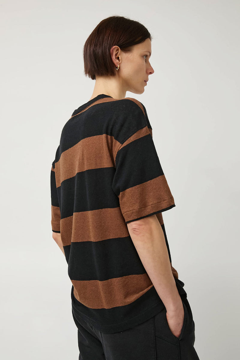 YMC Triple T Shirt in Black and Brown