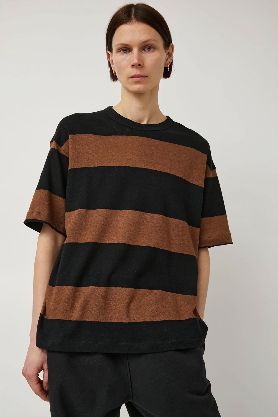 YMC Triple T Shirt in Black and Brown