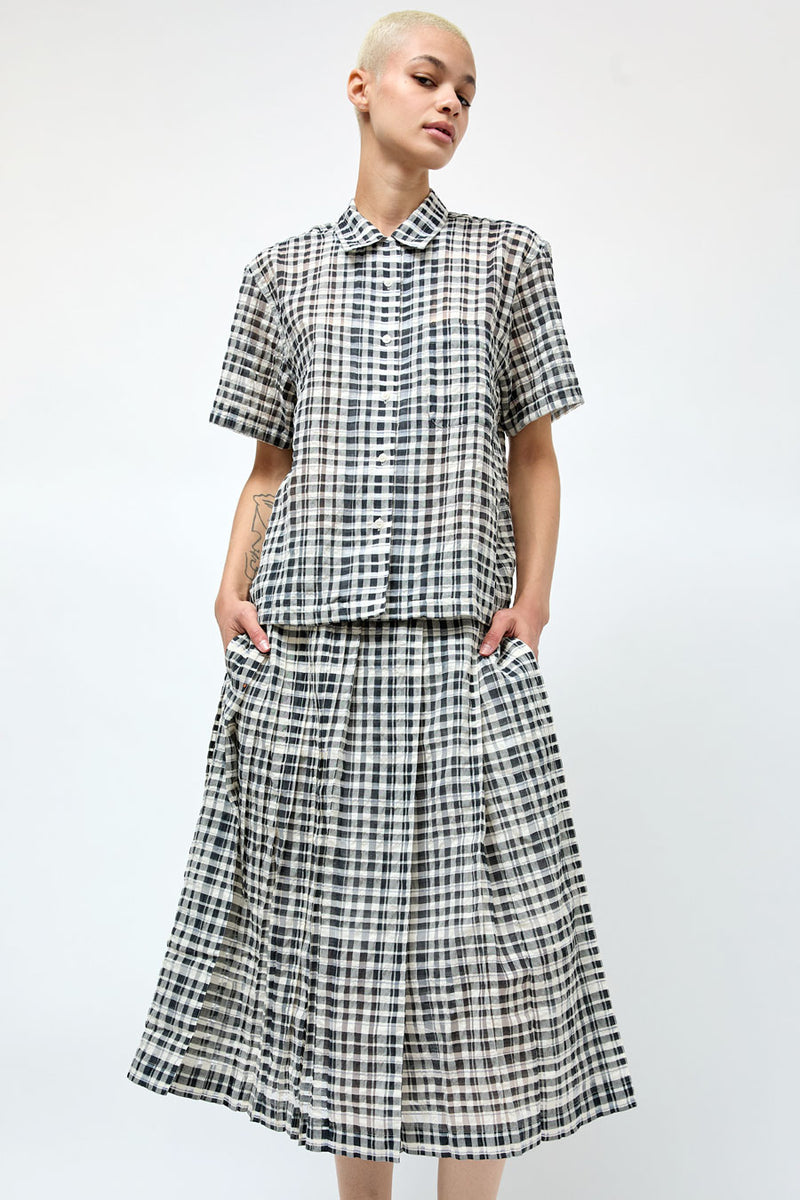 YMC Vegas Shirt in Charcoal and Off White