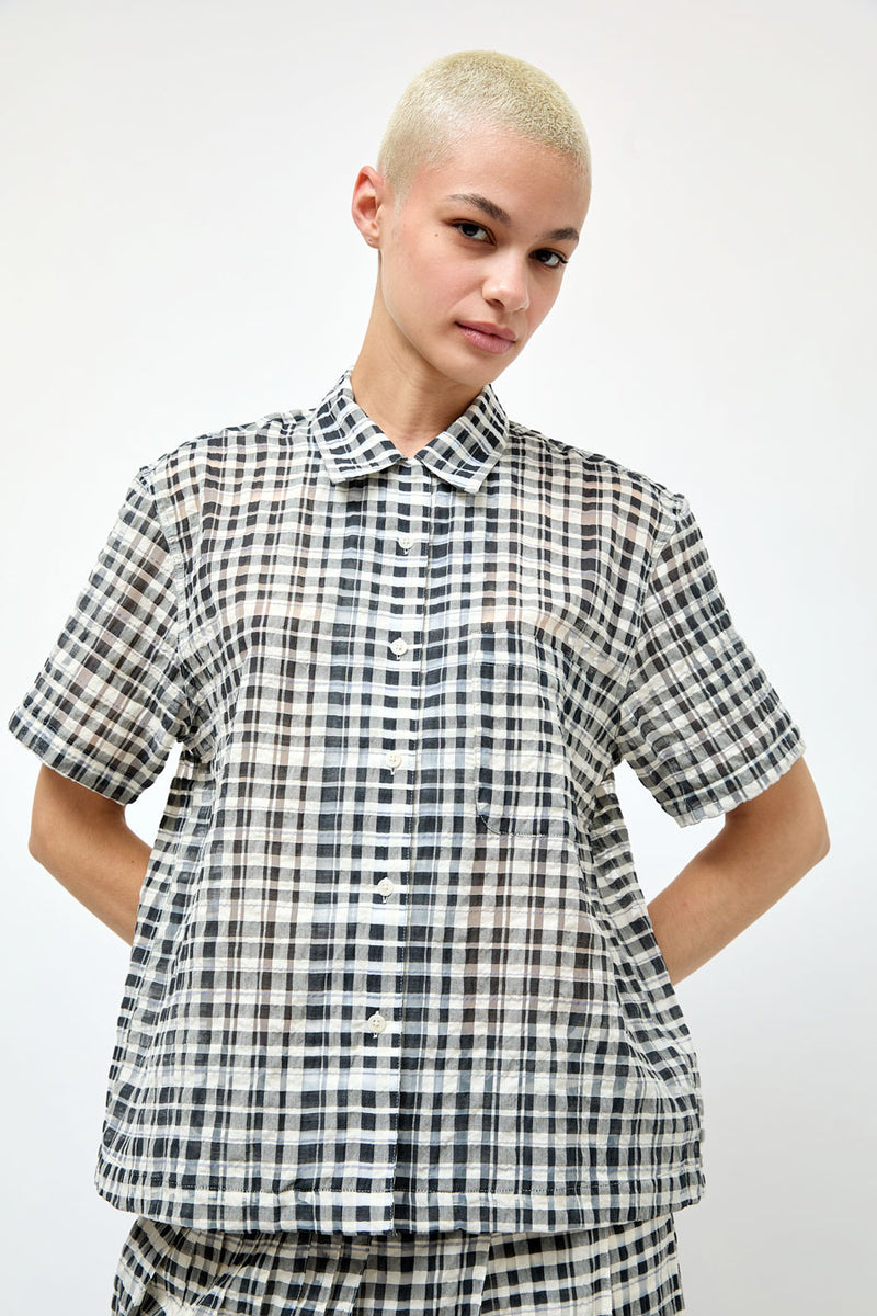 YMC Vegas Shirt in Charcoal and Off White