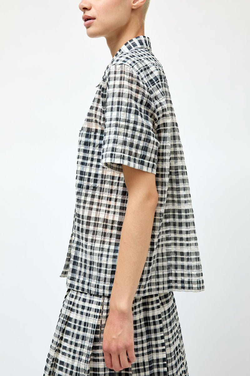 YMC Vegas Shirt in Charcoal and Off White