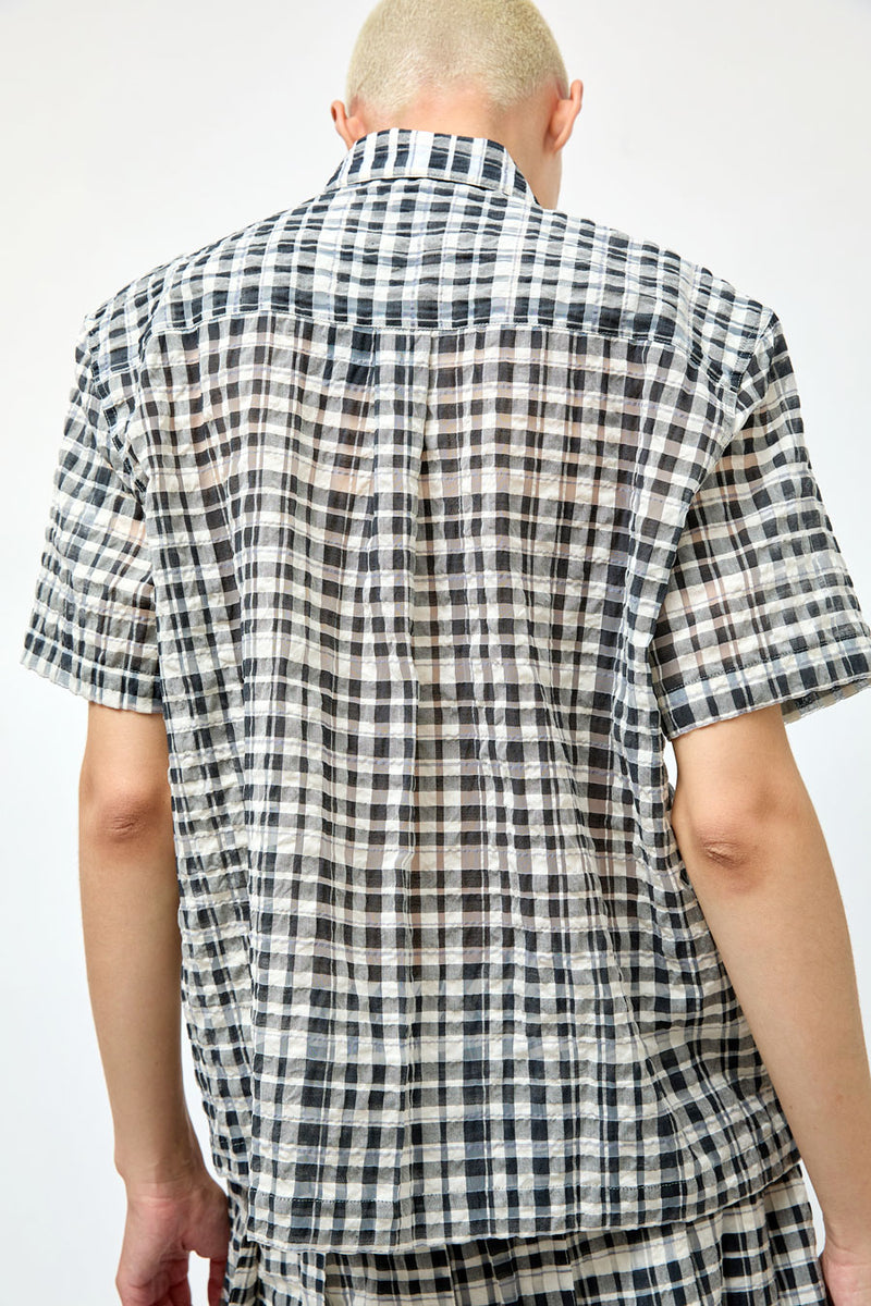 YMC Vegas Shirt in Charcoal and Off White
