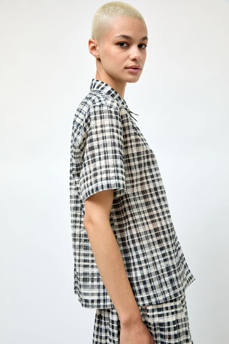 YMC Vegas Shirt in Charcoal and Off White