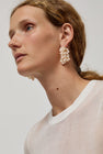 YVMIN Logo Pearl Cluster Earrings in White