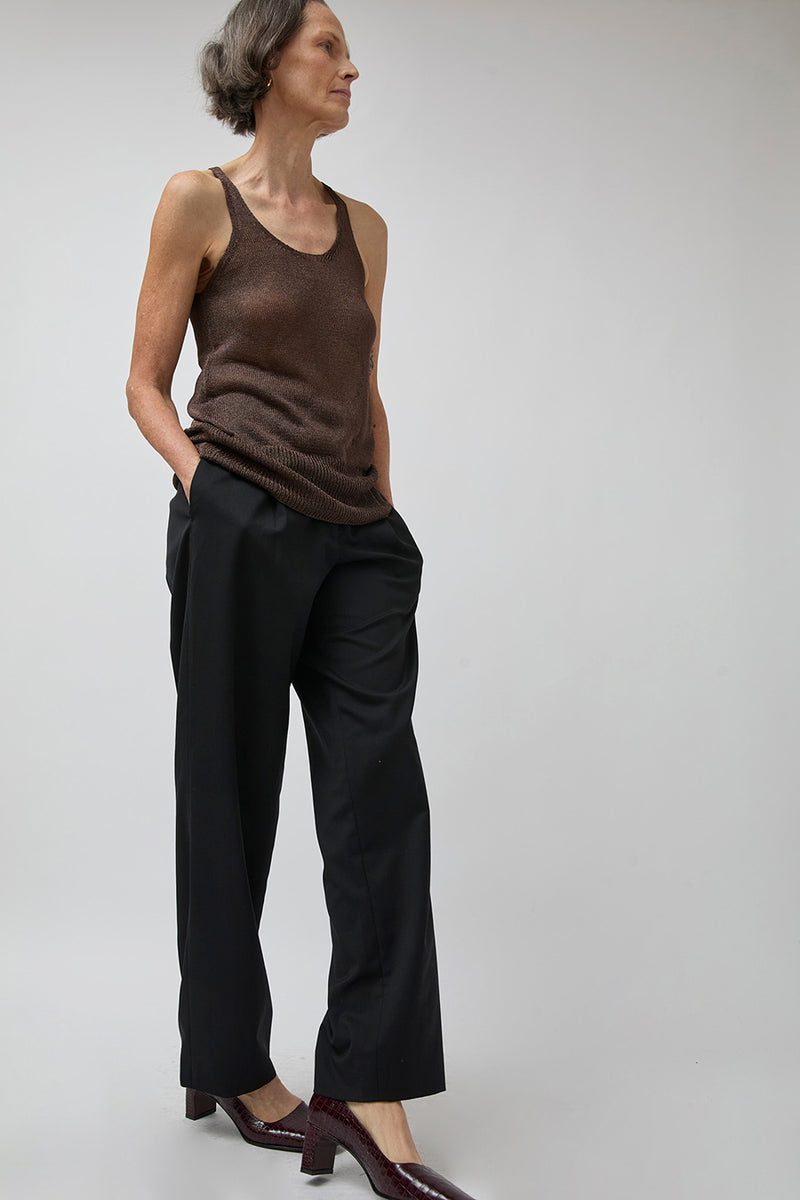 Pari Desai Zian Metallic Tank in Black and Dark Brown Metallic