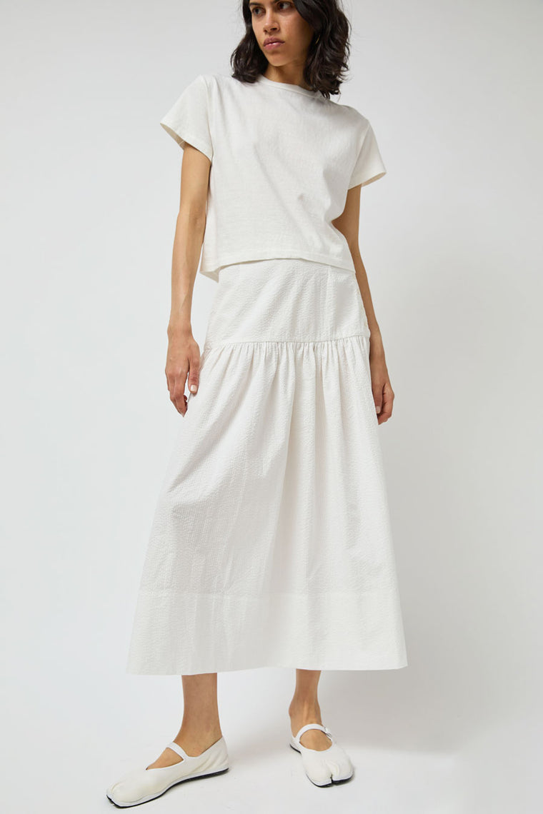 Zii Ropa Beatrice Skirt in White Seersucker