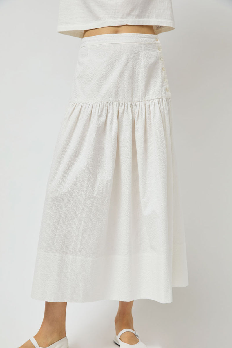 Zii Ropa Beatrice Skirt in White Seersucker