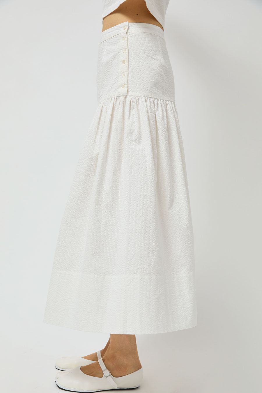 Zii Ropa Beatrice Skirt in White Seersucker