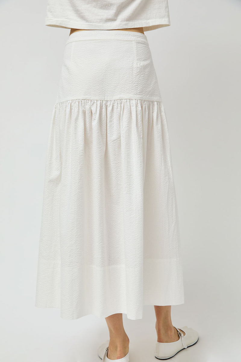 Zii Ropa Beatrice Skirt in White Seersucker