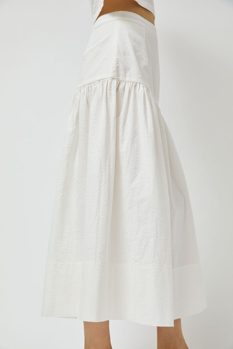 Zii Ropa Beatrice Skirt in White Seersucker
