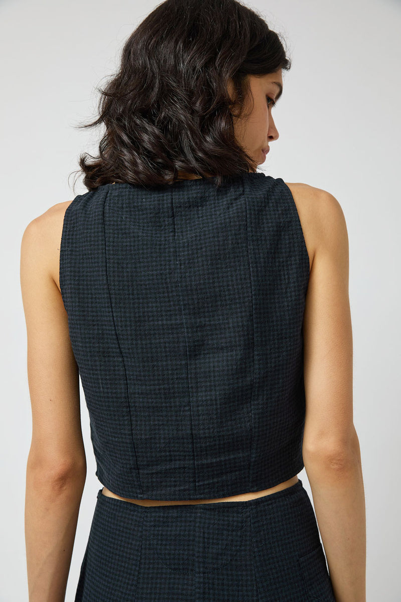 Zii Ropa Claude Top in Midnight Checkered