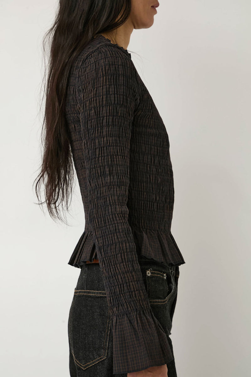 Zii Ropa Ila Smock Top in Dark Chocolate Plaid