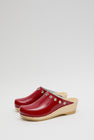 No.6 Bella Clog on Mid Wedge in Red Patent with Eyelets