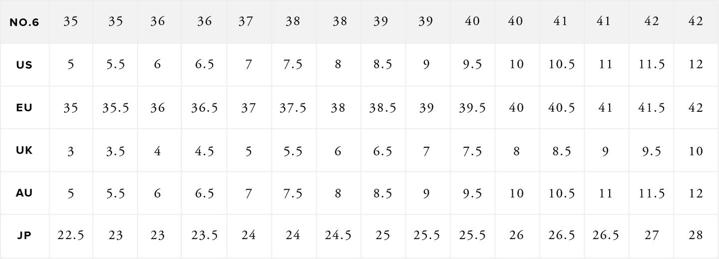 High heel hot sale size chart