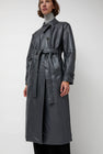 épingler Leather Scarf Trench in Charcoal