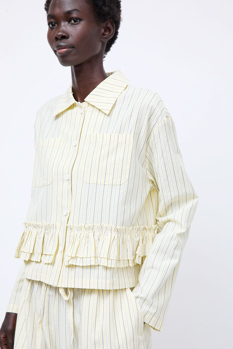et Tigre Yee Shirt in Yellow Green Seersucker