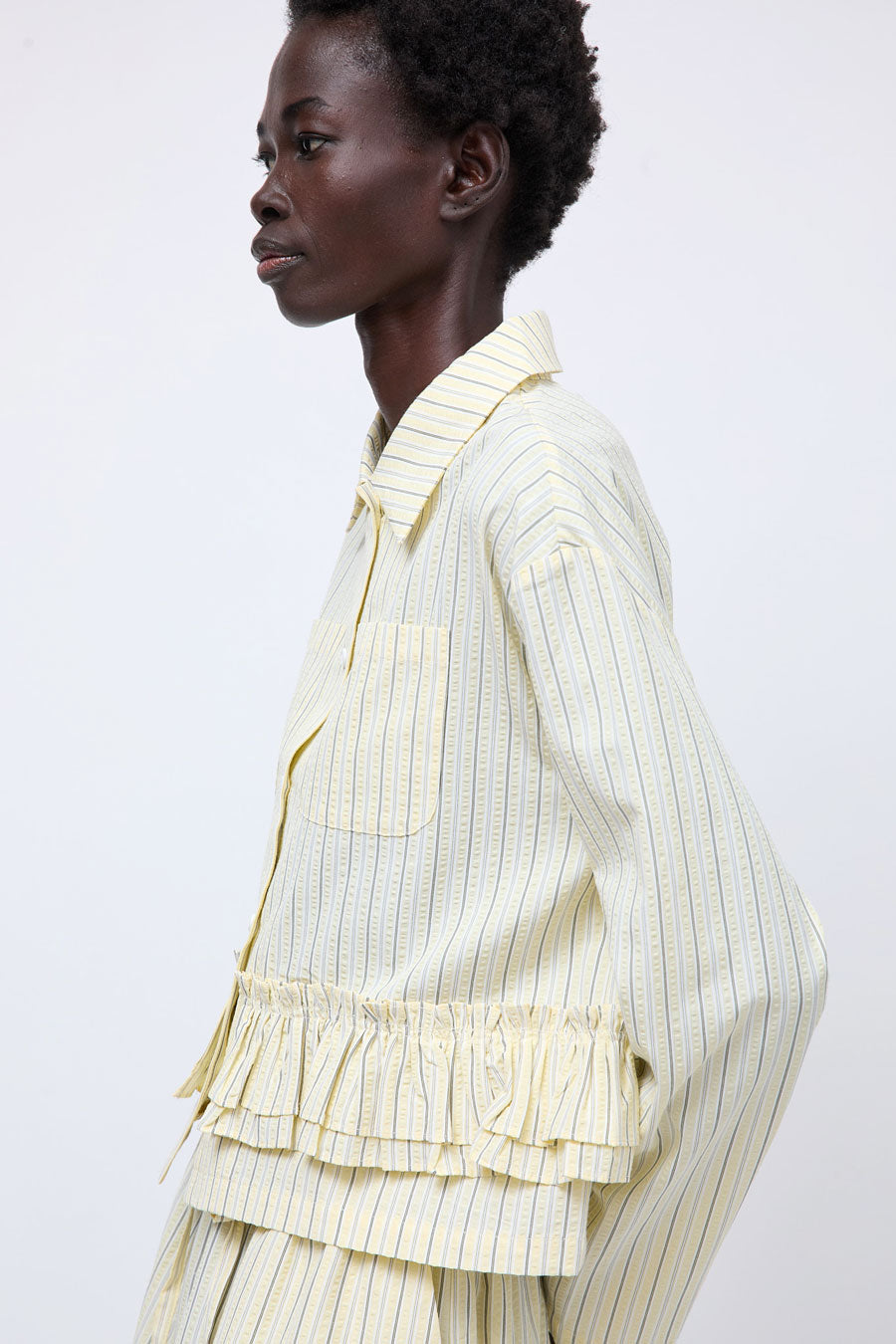 et Tigre Yee Shirt in Yellow Green Seersucker