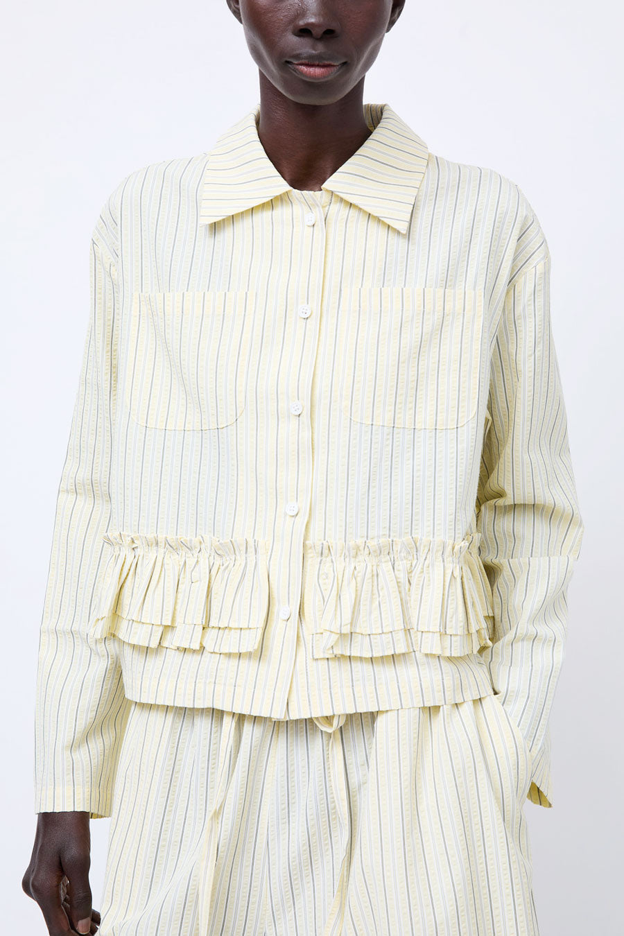 et Tigre Yee Shirt in Yellow Green Seersucker