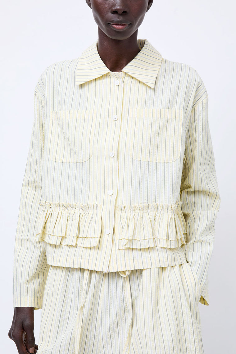 et Tigre Yee Shirt in Yellow Green Seersucker