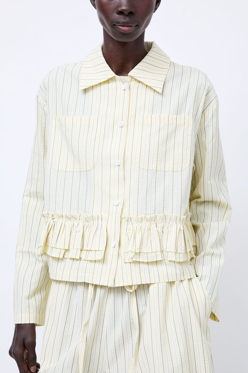 et Tigre Yee Shirt in Yellow Green Seersucker